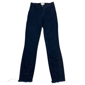 L'Agence Margot Jeans Womens Size‎ 25X25 Dark Blue High Rise Skinny Raw Hem